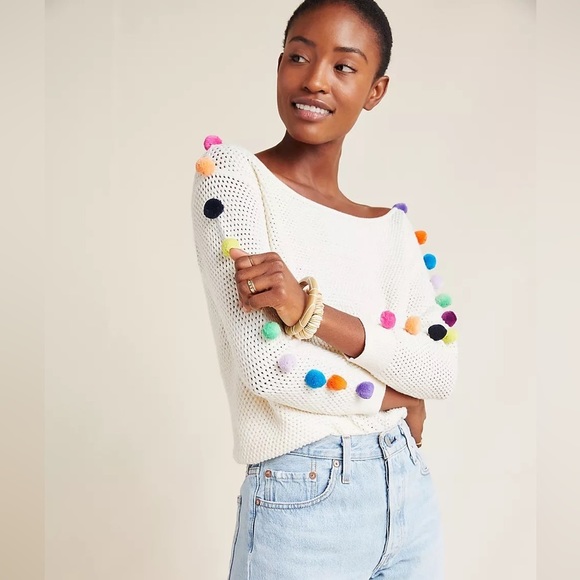 NWT Anthropologie Emilia Pommed Ivory Pullover Size XS - Picture 9 of 14